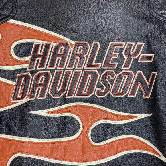 Harley-Davidson Motorcycle Riding Leather Jacket Flames